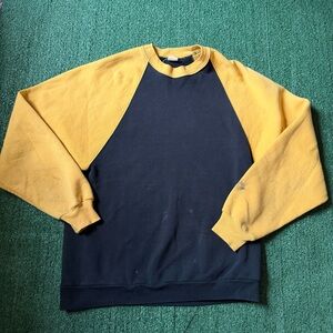 Vintage 90s Navy Blue and Yellow Crewneck Sweater - XL